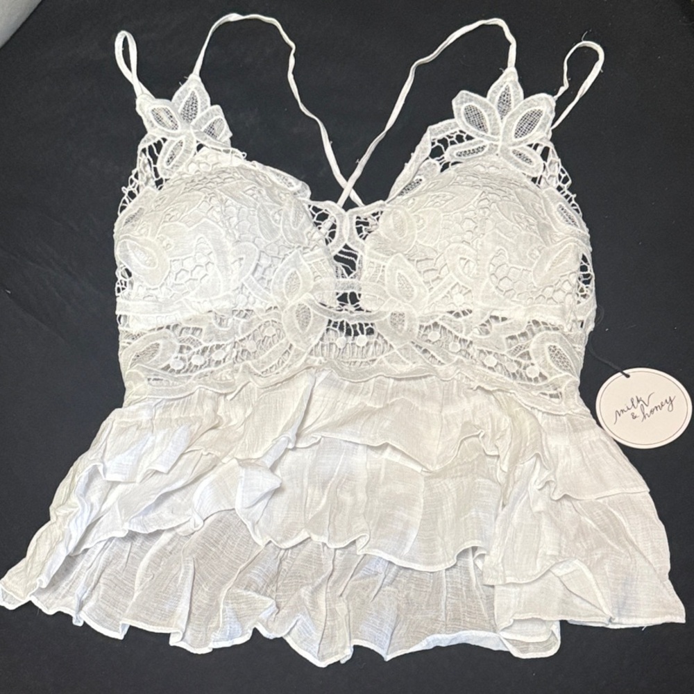 White Lace Ruffle Bralette